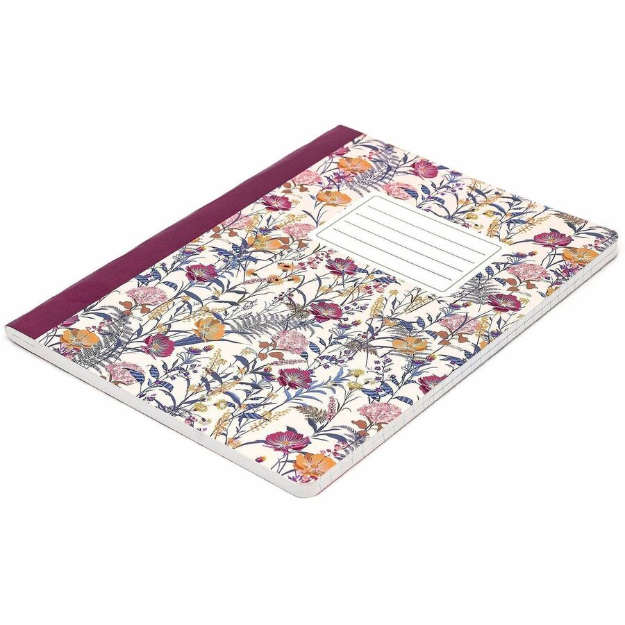 Pukka Pads Bloom Composition Book 3 Pack - 70 Sheets - 140 Pages - Printed - Stitched - 80 g/m² Grammage - 9.70" Height x 7.5" Width - Assorted Cover - 3 / Pack