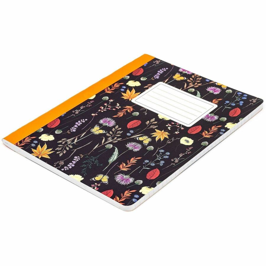 Pukka Pads Bloom Composition Book 3 Pack - 70 Sheets - 140 Pages - Printed - Stitched - 80 g/m² Grammage - 9.70" Height x 7.5" Width - Assorted Cover - 3 / Pack