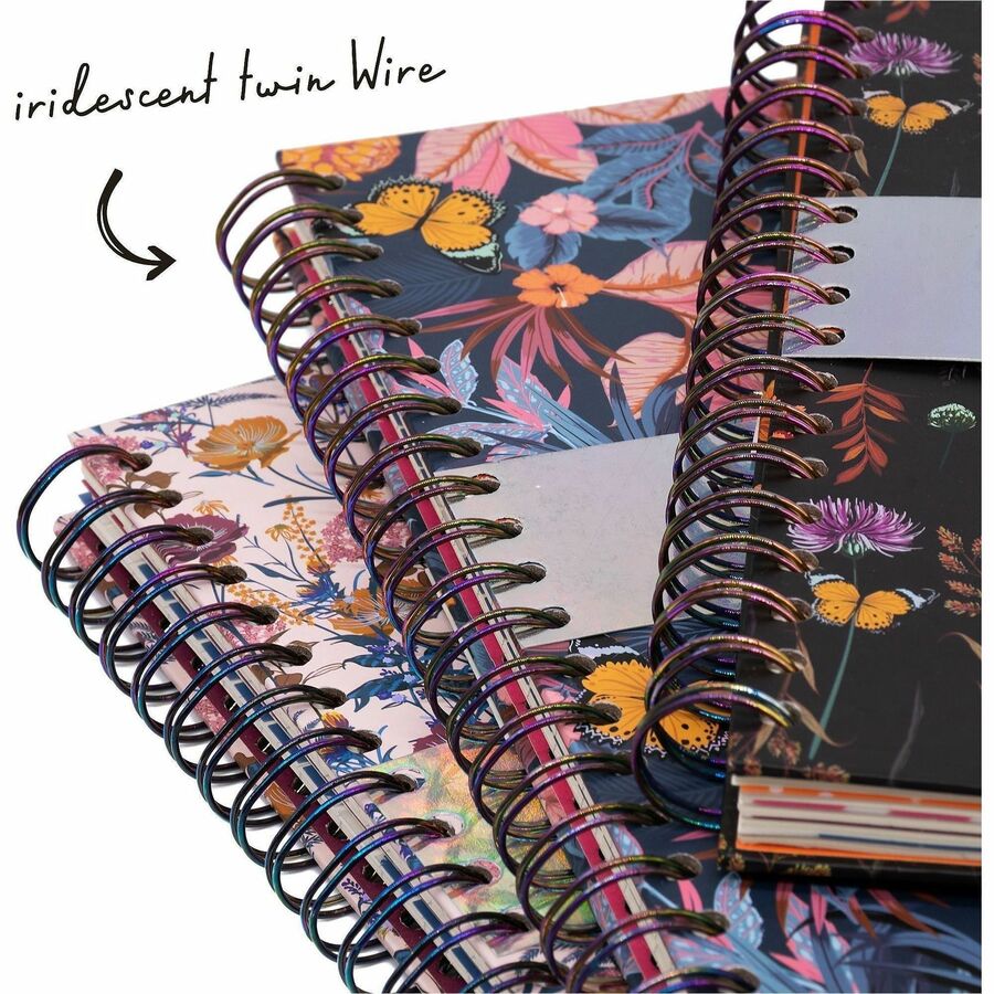 Pukka Pads Bloom B5 Hardcover Project Book - Assorted Pack Of 3 - 200 Pages - Printed - Twin Wirebound - Both Side Ruling Surface - Ruled Front Ruling - 0.31" Ruled - 80 g/m² Grammage - B5 - 6 29/32" x 9 4/5" Sheet Size - 2.25" Height x 8.8" Width...