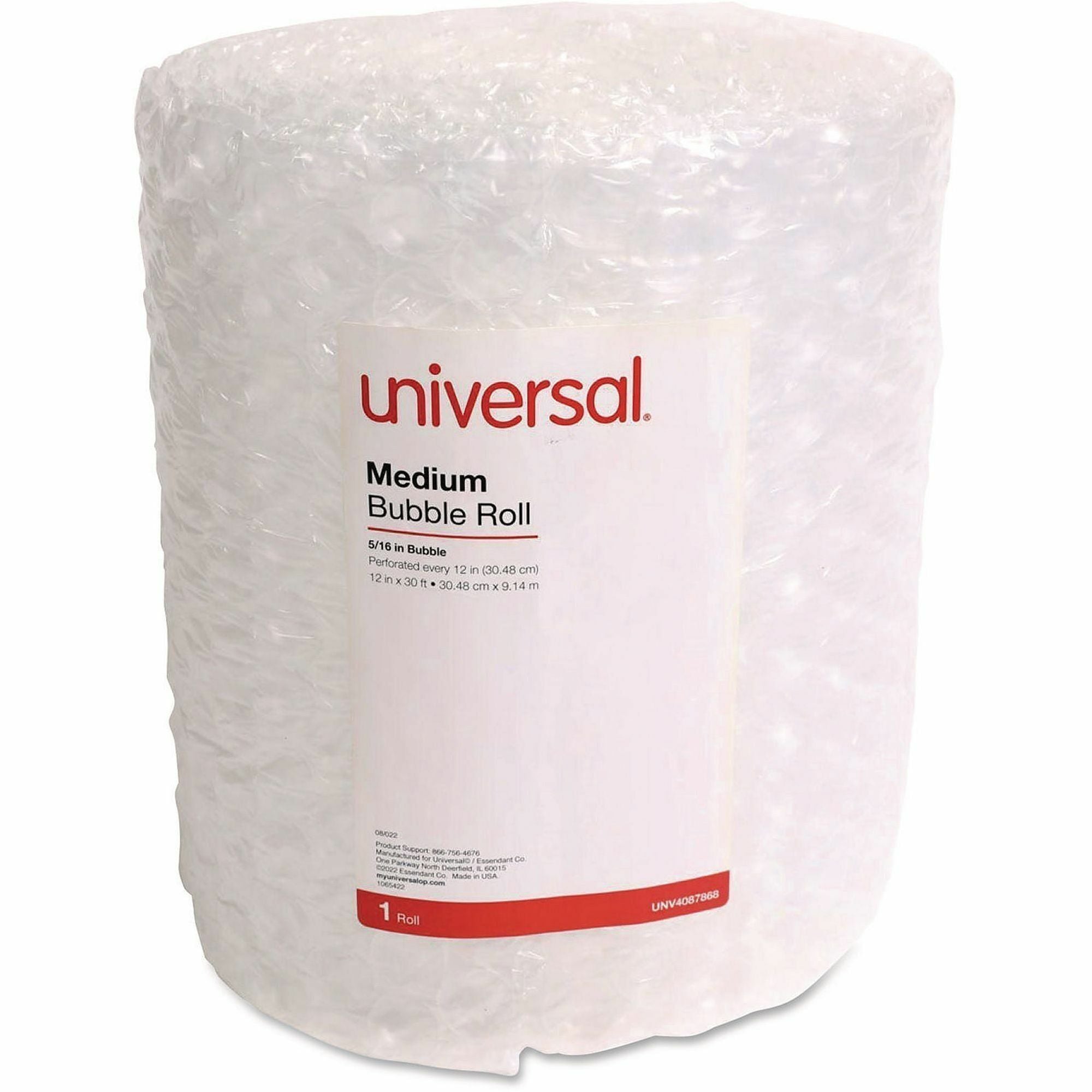 Universal Cushion Wrap - 12" Width x 30 ft Length x 300 mil Thickness - Perforated, Cushioned, Lightweight, Flexible, Shock Resistant, Vibration Resistant, Abrasion Resistant - Clear - 12 / Carton
