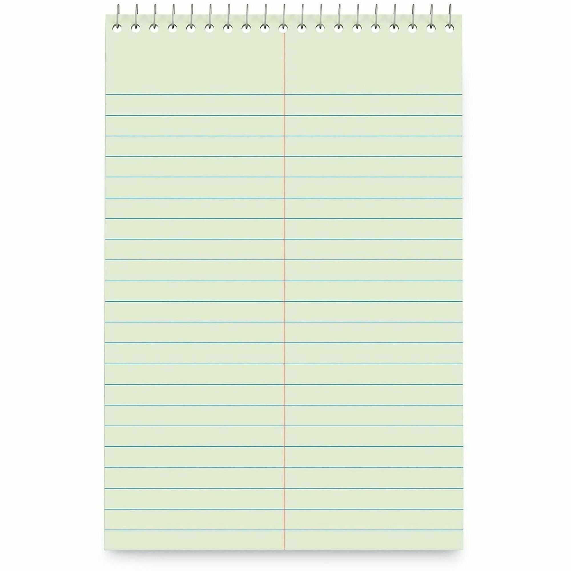 Universal Steno Pads, Gregg Rule, Red Cover, 80 Green-Tint 6 x 9 Sheets, 6/Pack - 1 Subject(s) - 80 Sheets - Spiral - Square Front Ruling - Gregg Ruled Red Margin - 6" x 9" Sheet Size - Red Chipboard Cover - 6 / Pack