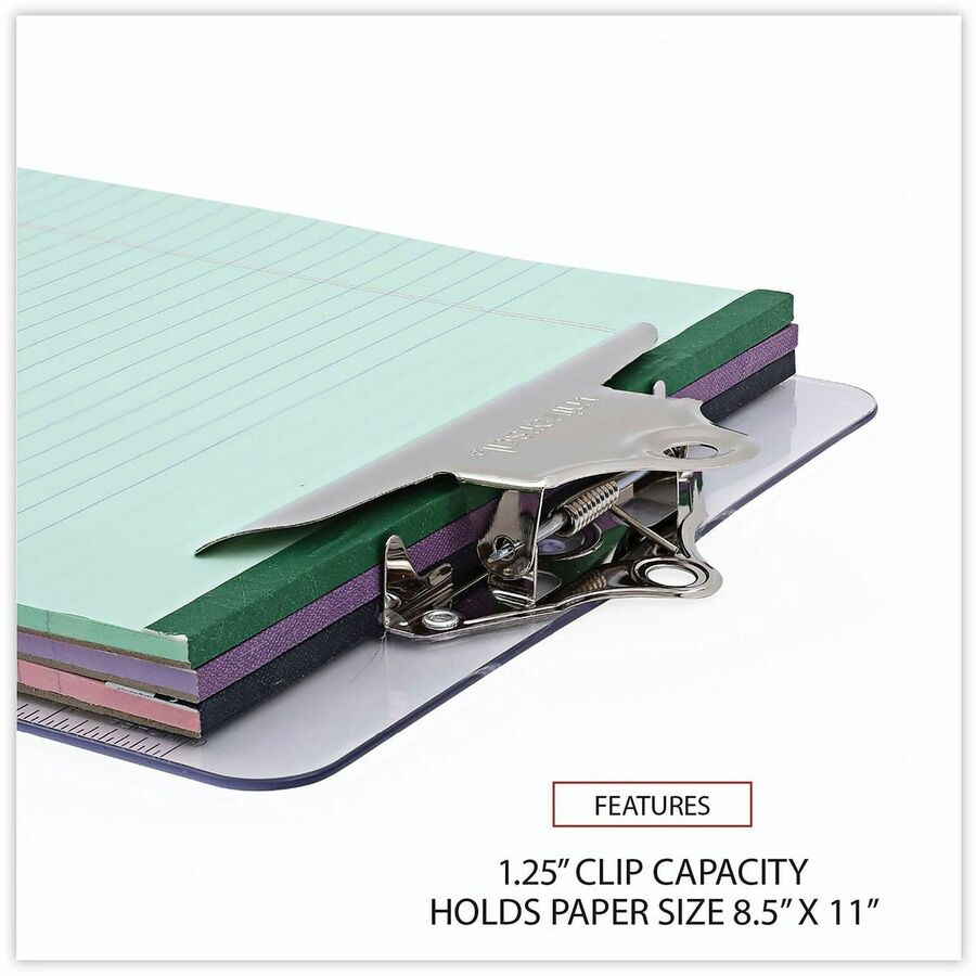 Universal Clipboard - 1.25" Clip Capacity - Storage for Document, Paper - 8 1/2" x 11" Sheet Size - Plastic - Clear - 1 Each