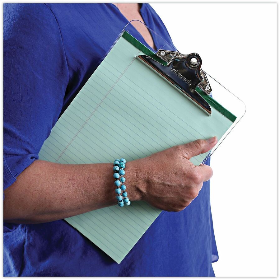 Universal Clipboard - 1.25" Clip Capacity - Storage for Document, Paper - 8 1/2" x 11" Sheet Size - Plastic - Clear - 1 Each