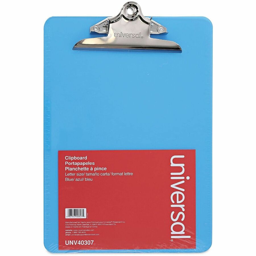Universal Clipboard - 1.25" Clip Capacity - Storage for Document, Paper - 8 1/2" x 11" Sheet Size - Butterfly Clip - Plastic - Translucent Blue - 1 Each