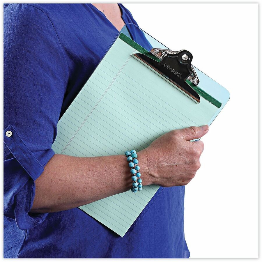 Universal Clipboard - 1.25" Clip Capacity - Storage for Document, Paper - 8 1/2" x 11" Sheet Size - Butterfly Clip - Plastic - Translucent Blue - 1 Each