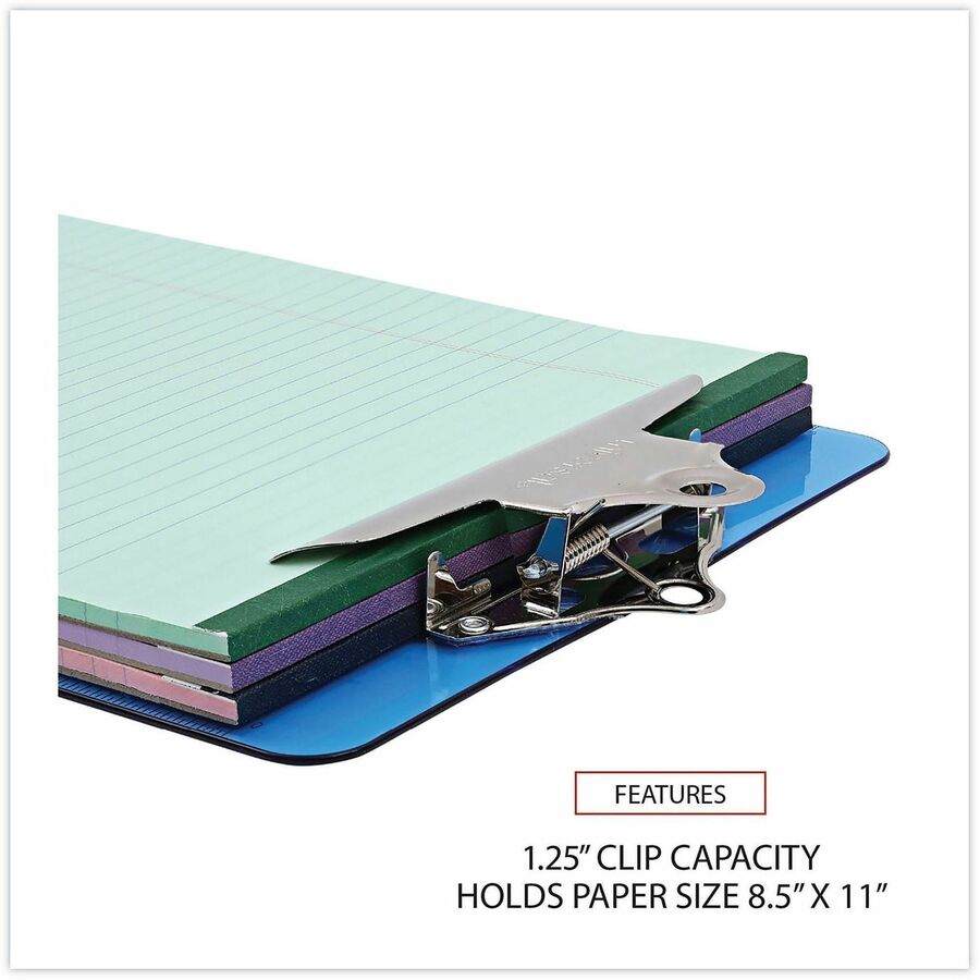 Universal Clipboard - 1.25" Clip Capacity - Storage for Document, Paper - 8 1/2" x 11" Sheet Size - Butterfly Clip - Plastic - Translucent Blue - 1 Each