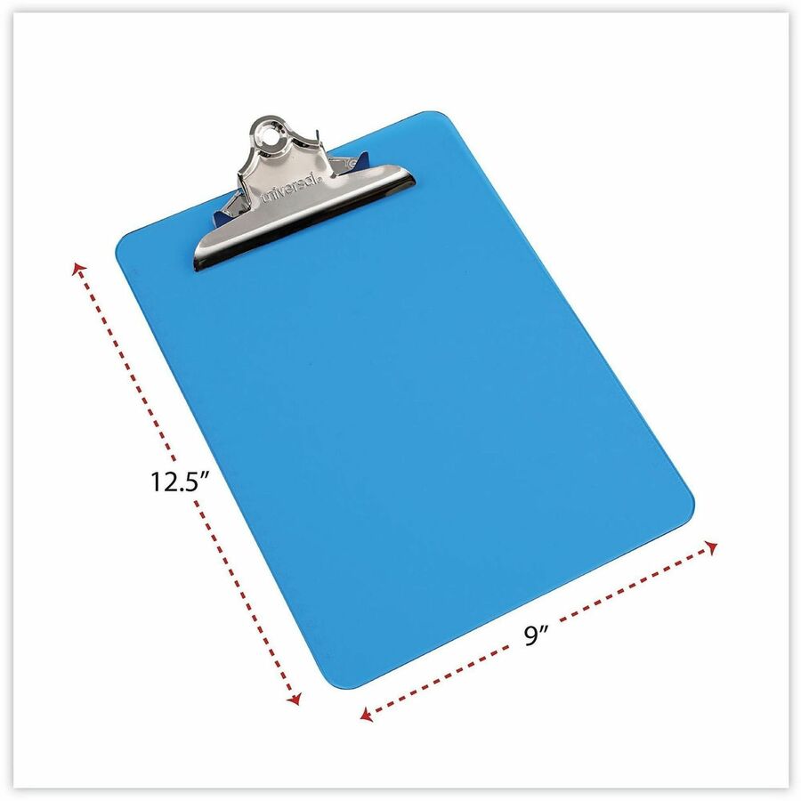Universal Clipboard - 1.25" Clip Capacity - Storage for Document, Paper - 8 1/2" x 11" Sheet Size - Butterfly Clip - Plastic - Translucent Blue - 1 Each