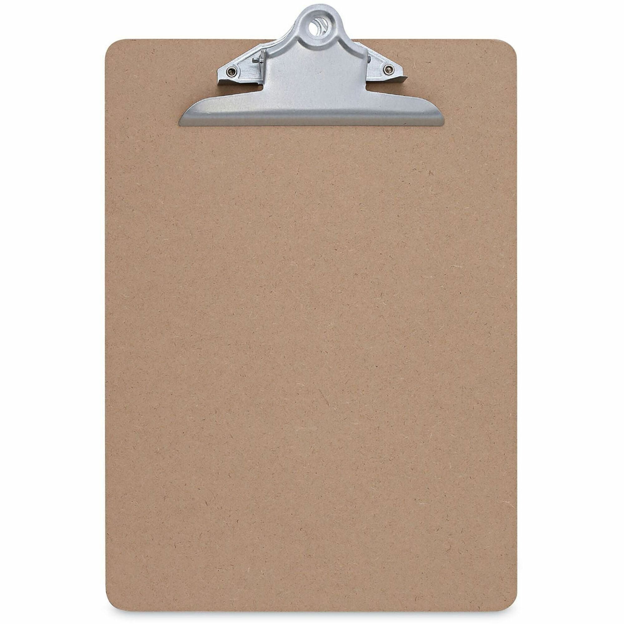 Universal Clipboard - 1.25" Clip Capacity - Storage for Document, Form - 8 1/2" x 11" Sheet Size - Hardboard - Brown - 3 / Pack