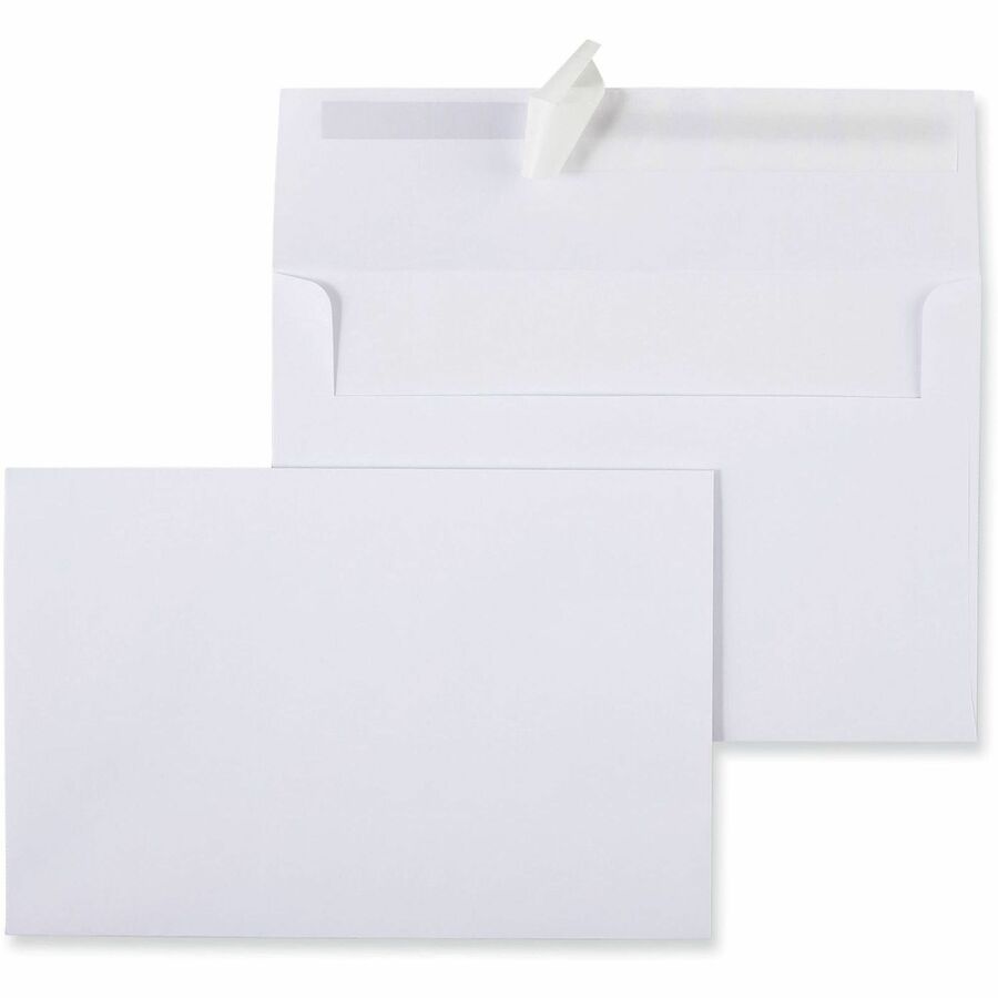 Universal Envelope - Business - A9 - 25 lb - Self Adhesive - White - Paper Stock - 100 / Box