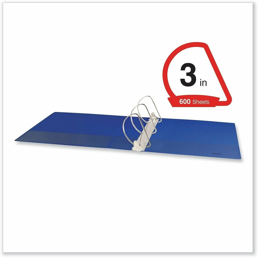 Universal Slant D-Ring View Binder, 3 Rings, 3" Capacity, 11 x 8.5, Navy Blue - 3" Binder Capacity - Letter - 8 1/2" x 11" Sheet Size - 600 Sheet Capacity - 3 Ring(s) - Fastener(s): Ring - Pocket(s): 2, Inside Front & Back - Polypropylene - Navy Blue -...