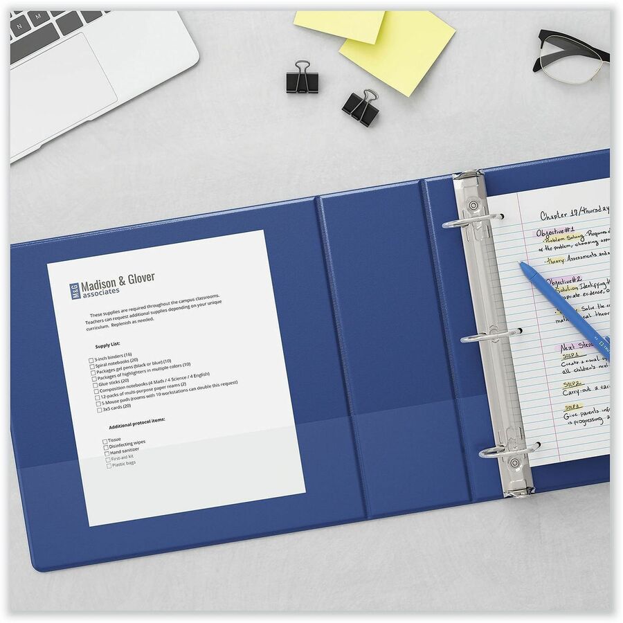 Universal Slant D-Ring View Binder, 3 Rings, 3" Capacity, 11 x 8.5, Navy Blue - 3" Binder Capacity - Letter - 8 1/2" x 11" Sheet Size - 600 Sheet Capacity - 3 Ring(s) - Fastener(s): Ring - Pocket(s): 2, Inside Front & Back - Polypropylene - Navy Blue -...