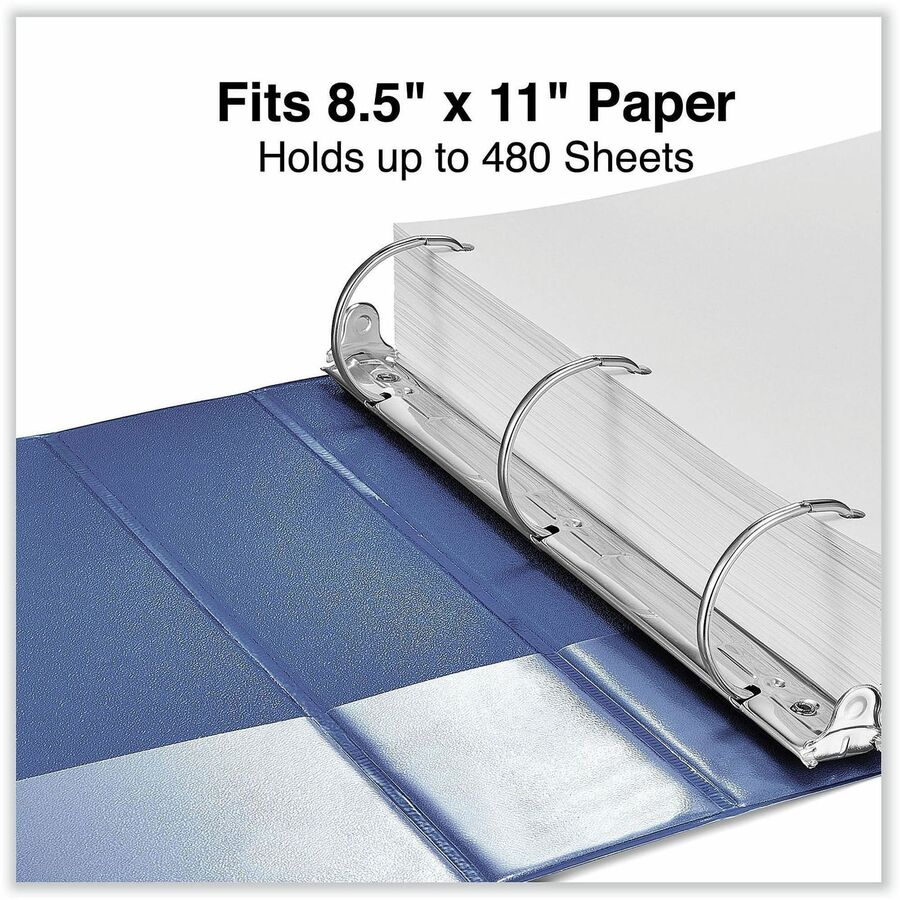 Universal Slant D-Ring View Binder, 3 Rings, 2" Capacity, 11 x 8.5, Navy Blue - 2" Binder Capacity - Letter - 8 1/2" x 11" Sheet Size - 480 Sheet Capacity - 3 Ring(s) - Fastener(s): Ring - Pocket(s): 2, Inside Front & Back - Polypropylene - Navy Blue -...