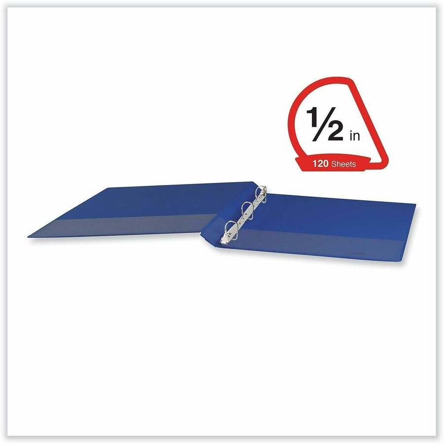 Universal Slant D-Ring View Binder, 3 Rings, 0.5" Capacity, 11 x 8.5, Navy Blue - 1/2" Binder Capacity - Letter - 8 1/2" x 11" Sheet Size - 120 Sheet Capacity - 3 Ring(s) - Fastener(s): Ring - Pocket(s): 2, Inside Front & Back - Polypropylene - Navy Bl...
