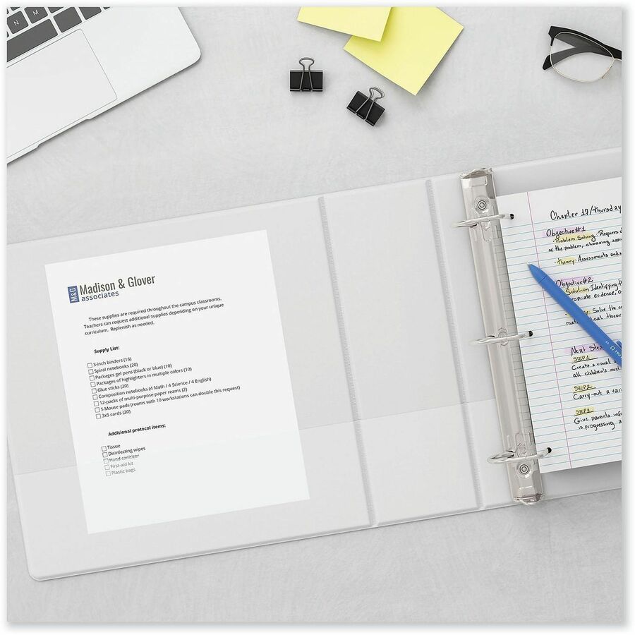 Universal Slant D-Ring View Binder, 3 Rings, 1" Capacity, 11 x 8.5, White, 12/Carton - 1" Binder Capacity - Letter - 8 1/2" x 11" Sheet Size - 220 Sheet Capacity - 3 Ring(s) - Fastener(s): Ring - Pocket(s): 2, Inside Front & Back - Polypropylene - Whit...