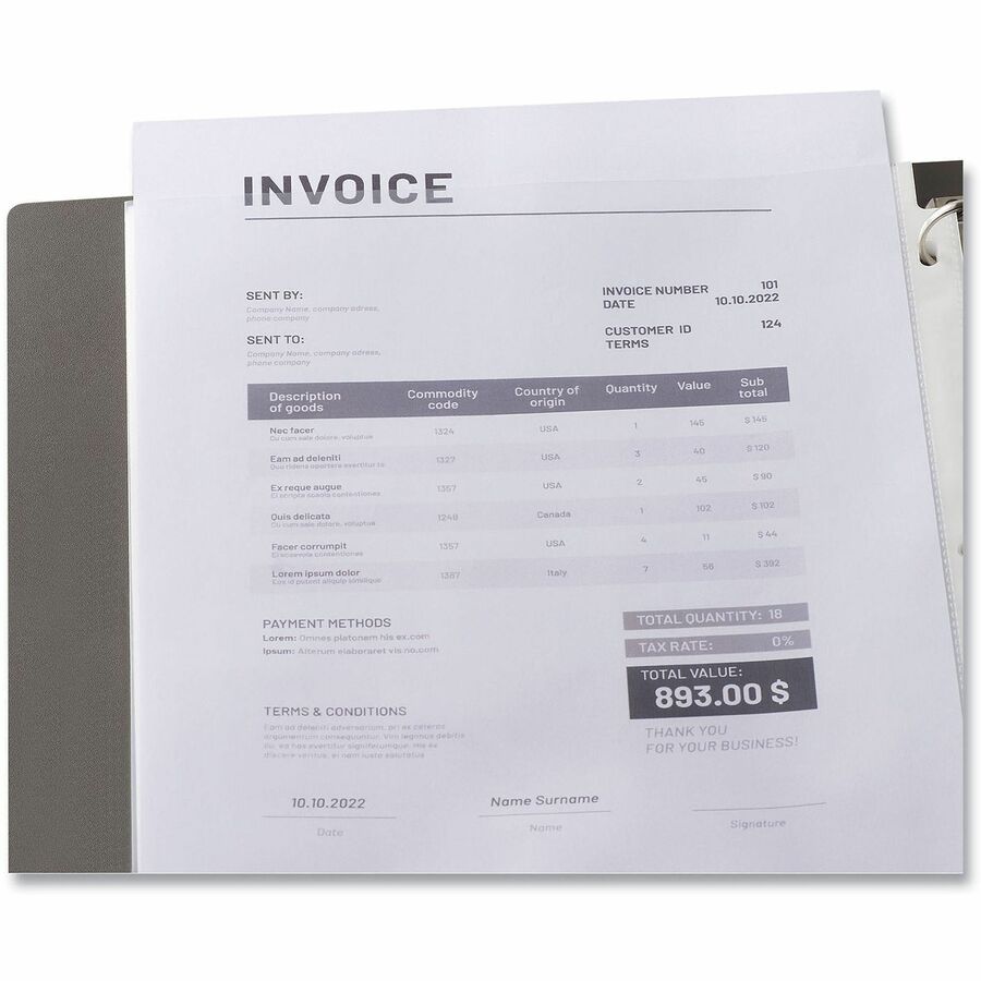 Universal Sheet Protector - 2 x Sheet Capacity - For Letter 8 1/2" x 11" Sheet - 3 x Holes - Ring Binder - Top Loading - Poly - 100 / Box