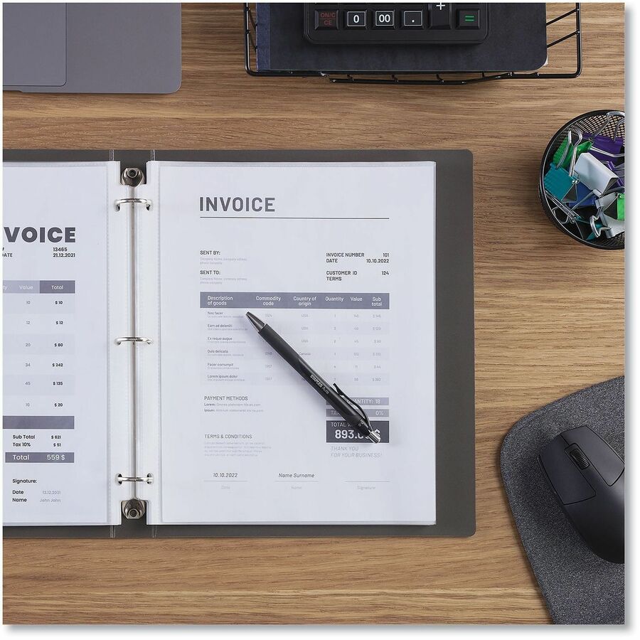 Universal Sheet Protector - 2 x Sheet Capacity - For Letter 8 1/2" x 11" Sheet - 3 x Holes - Ring Binder - Top Loading - Poly - 100 / Box
