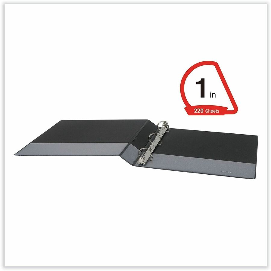 Universal Slant D-Ring View Binder, 3 Rings, 1" Capacity, 11 x 8.5, Black, 12/Carton - 1" Binder Capacity - Letter - 8 1/2" x 11" Sheet Size - 220 Sheet Capacity - 3 Ring(s) - Fastener(s): Ring - Pocket(s): 2, Inside Front & Back - Polypropylene - Blac...