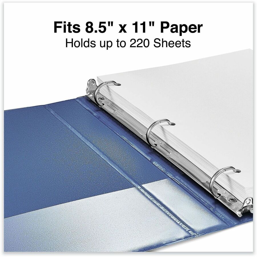 Universal Slant D-Ring View Binder, 3 Rings, 1" Capacity, 11 x 8.5, Navy Blue - 1" Binder Capacity - Letter - 8 1/2" x 11" Sheet Size - 220 Sheet Capacity - 3 Ring(s) - Fastener(s): Ring - Pocket(s): 2, Inside Front & Back - Polypropylene - Navy Blue -...
