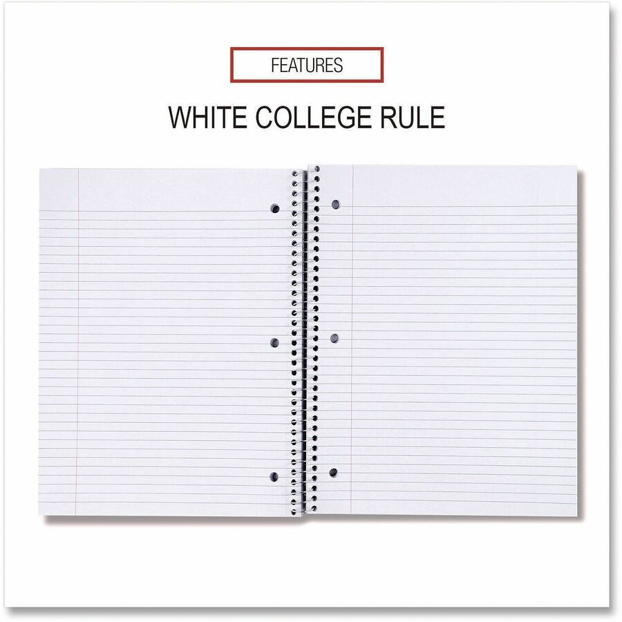 Universal Notebook - 1 Subject(s) - 100 Sheets - Spiral - College Ruled, Medium Ruled Front Ruling - Letter - 11" x 8 1/2" Sheet Size - Black Paperboard Cover