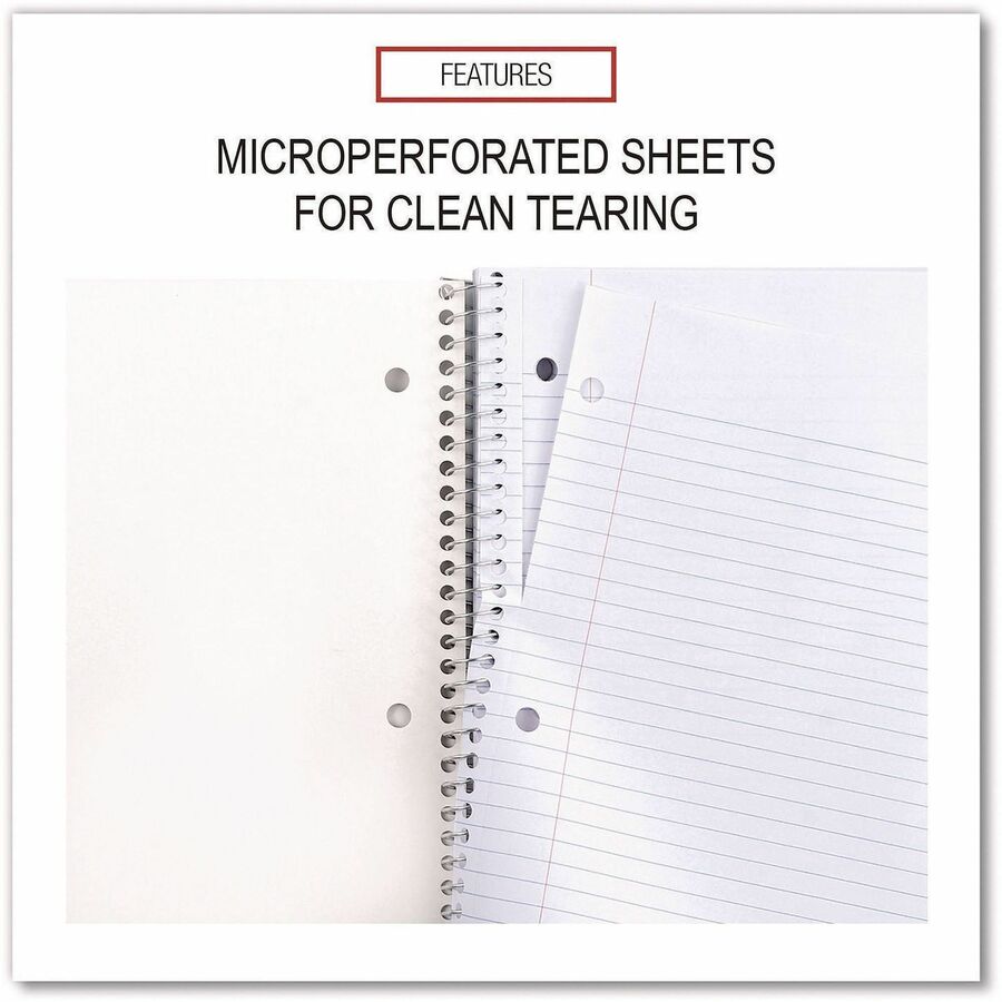 Universal Notebook - 1 Subject(s) - 100 Sheets - Spiral - College Ruled, Medium Ruled Front Ruling - Letter - 11" x 8 1/2" Sheet Size - Black Paperboard Cover