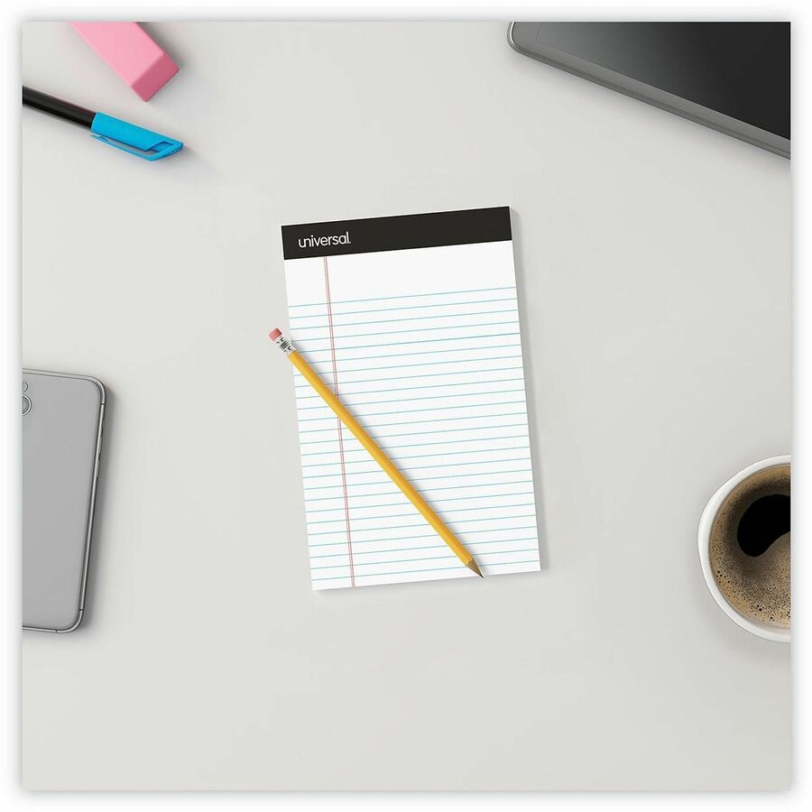 Universal Notepad - 1 Subject(s) - Tape Bound - Narrow Ruled Margin - 5" x 8" Sheet Size x 8" Length - White Paper - Chipboard Cover - 12 / Pack
