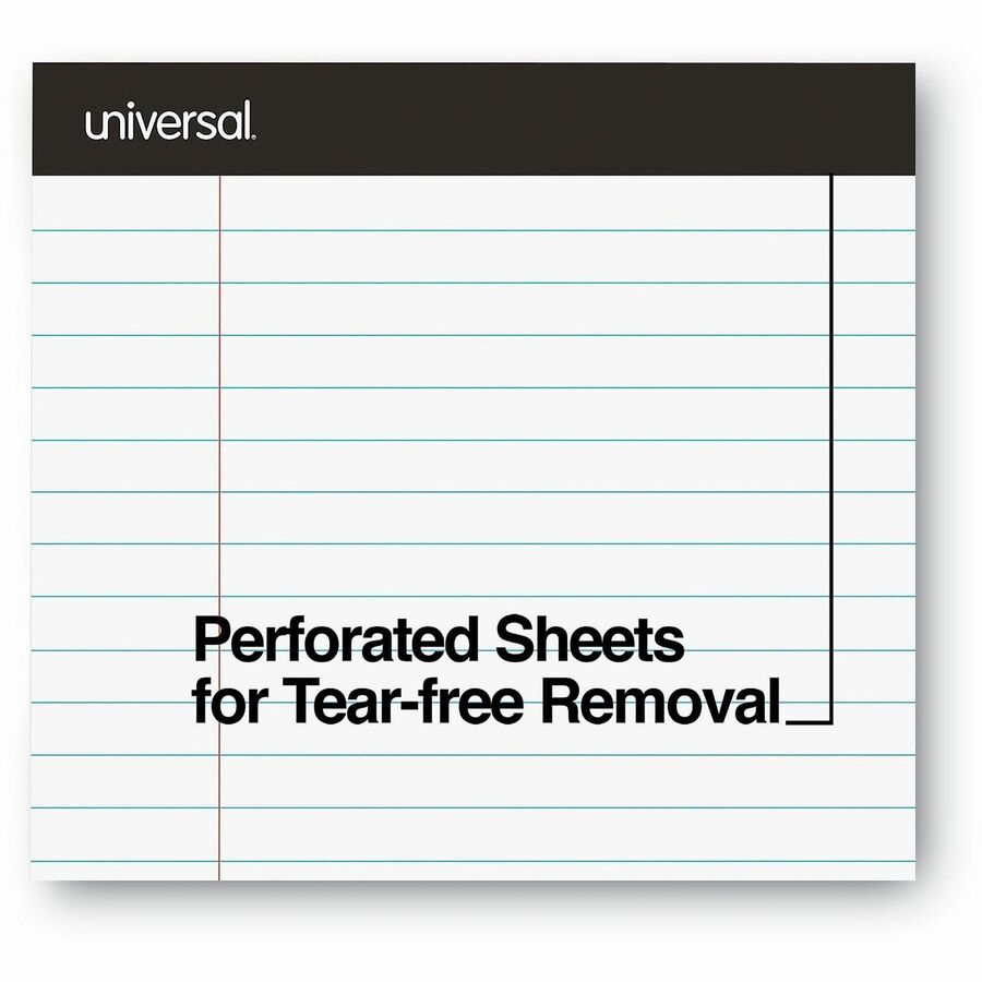Universal Notepad - 1 Subject(s) - Glued - Legal Ruled Margin - 8 1/2" x 11" Sheet Size x 11.8" Length - White Paper - Chipboard Cover - 12 / Pack