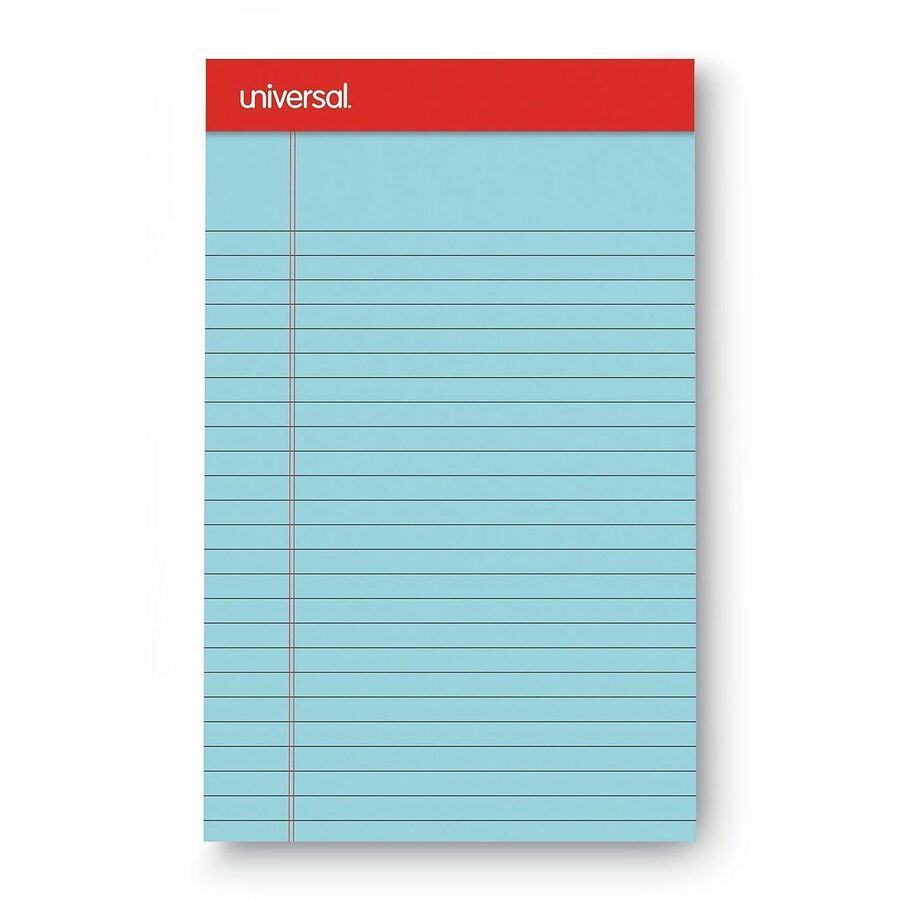 Universal Notepad - 1 Subject(s) - Glued - Legal Ruled Margin - 8 1/2" x 11" Sheet Size x 11.8" Length - White Paper - Chipboard Cover - 12 / Pack