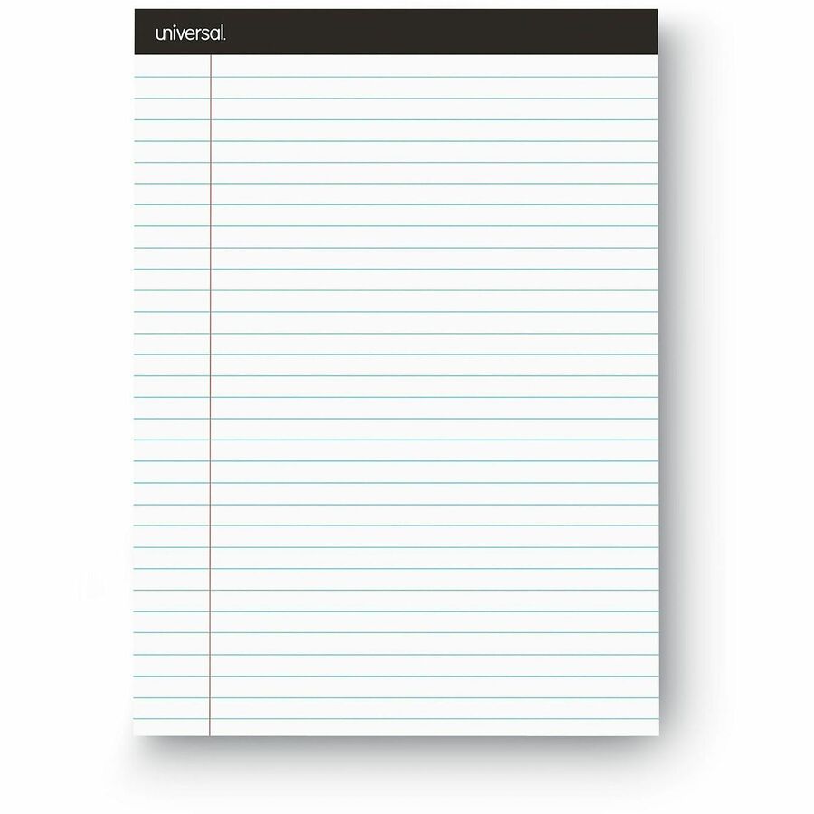 Universal Notepad - 1 Subject(s) - Glued - Legal Ruled Margin - 8 1/2" x 11" Sheet Size x 11.8" Length - White Paper - Chipboard Cover - 12 / Pack