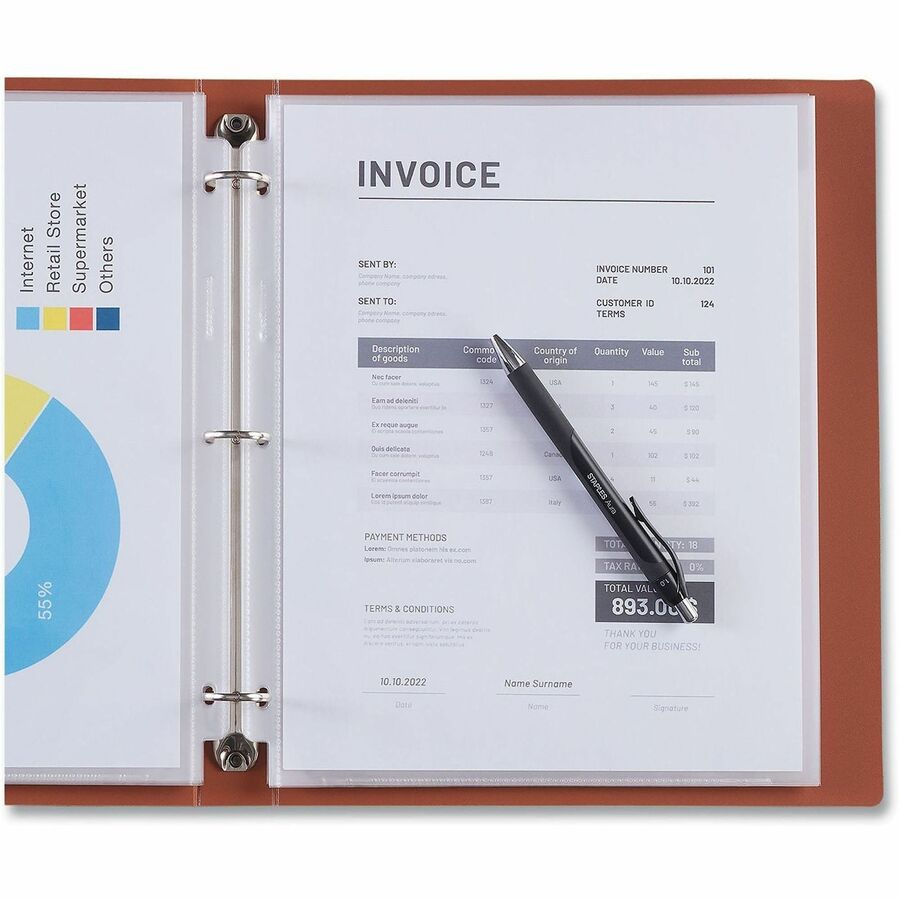 Universal Sheet Protector - 0.3" Height x 9.4" Width x 11.4" Length - 70 x Sheet Capacity - For Letter 8 1/2" x 11" Sheet - 3 x Holes - Ring Binder - Top Loading - Clear - Poly, Polypropylene - 25 / Pack
