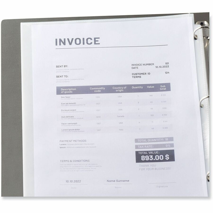 Universal Sheet Protector - 0.3" Height x 9.4" Width x 11.4" Length - 29 x Sheet Capacity - For Letter 8 1/2" x 11" Sheet - 3 x Holes - Ring Binder - Side Loading - Clear - Polypropylene, Poly - 25 / Pack