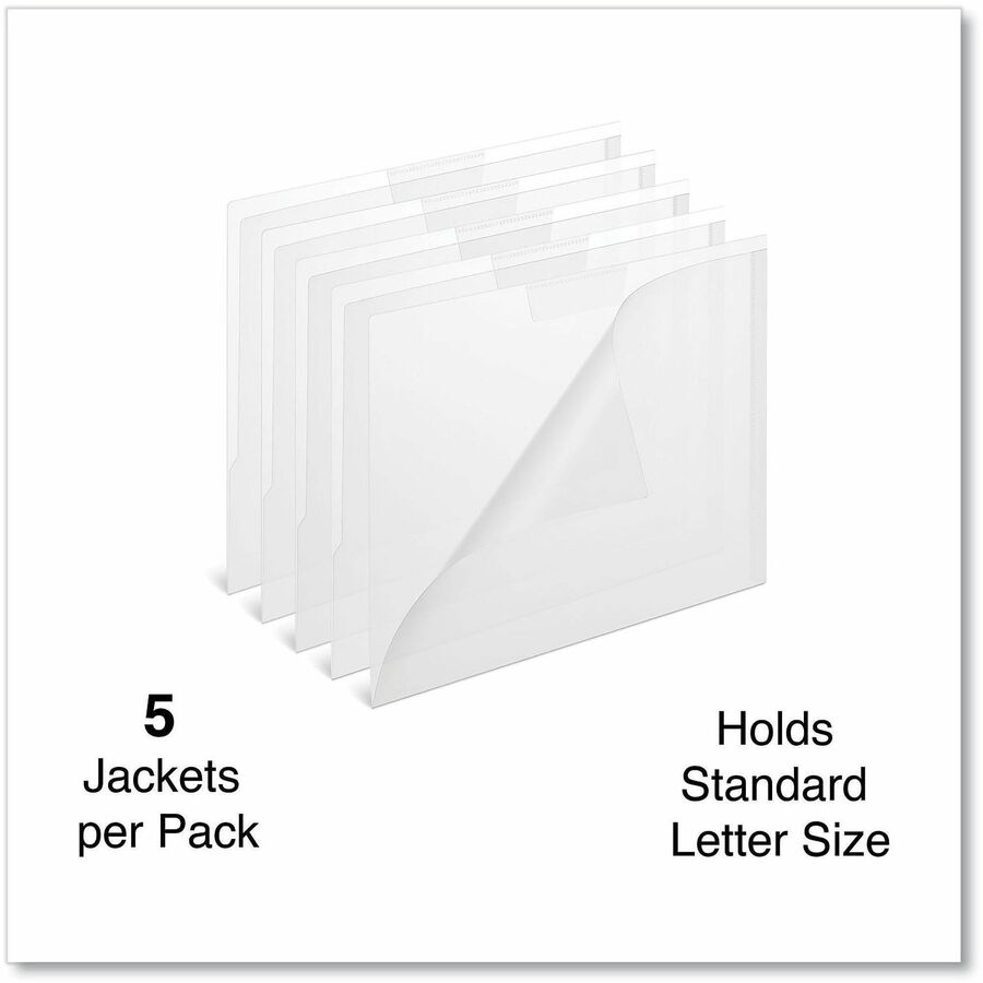 Universal Letter Project File - 8 1/2" x 11" - Plastic, Polypropylene - Clear - Unpunched - 5 Pack