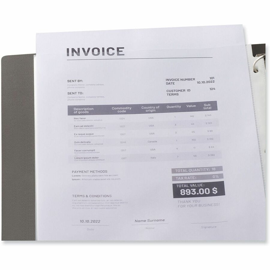Universal Sheet Protector - 2" Height x 9.6" Width x 11.6" Length - 200 x Sheet Capacity - For Letter 8 1/2" x 11" Sheet - 3 x Holes - Top Loading - Clear - Poly - 200 / Pack