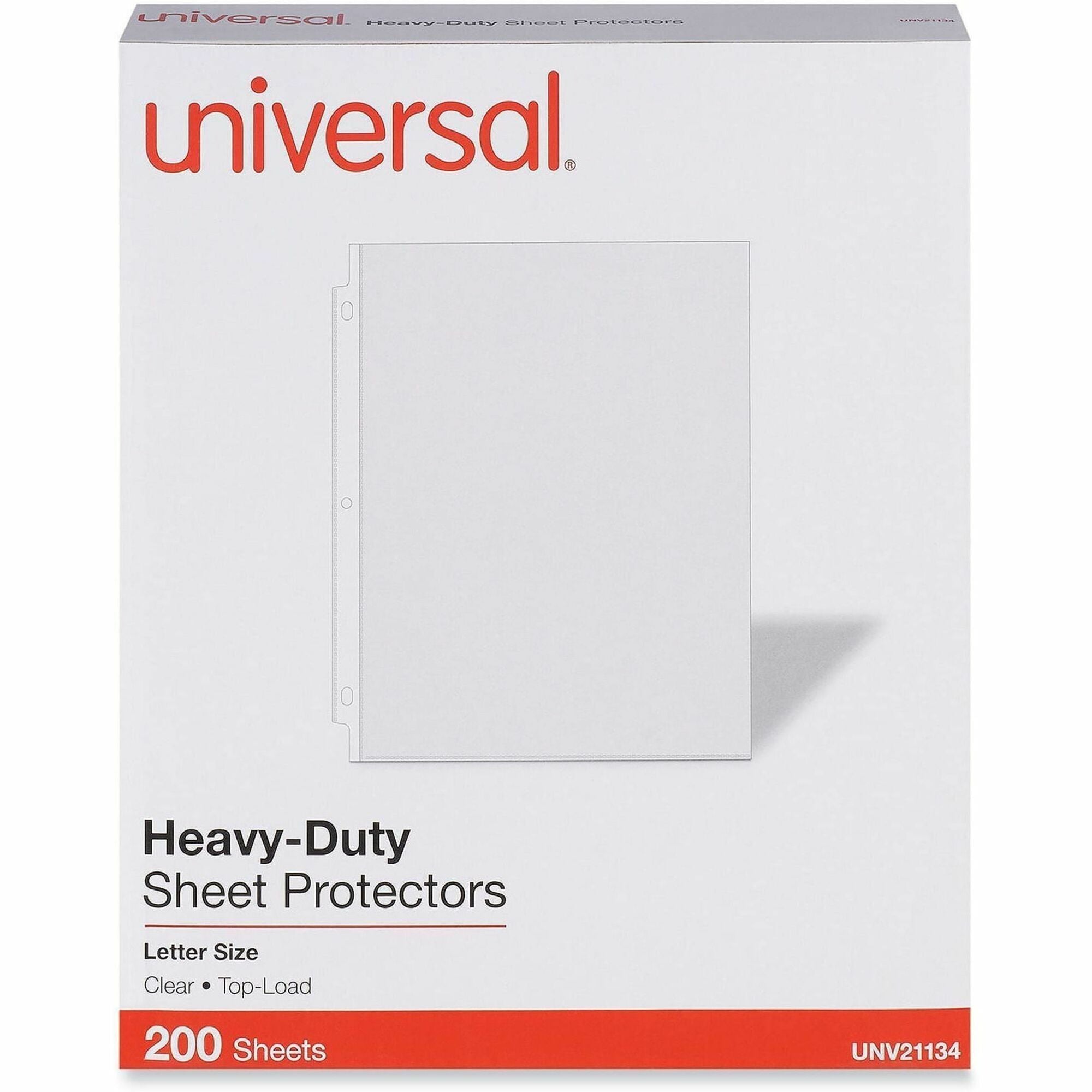 Universal Sheet Protector - 2" Height x 9.6" Width x 11.6" Length - 200 x Sheet Capacity - For Letter 8 1/2" x 11" Sheet - 3 x Holes - Top Loading - Clear - Poly - 200 / Pack