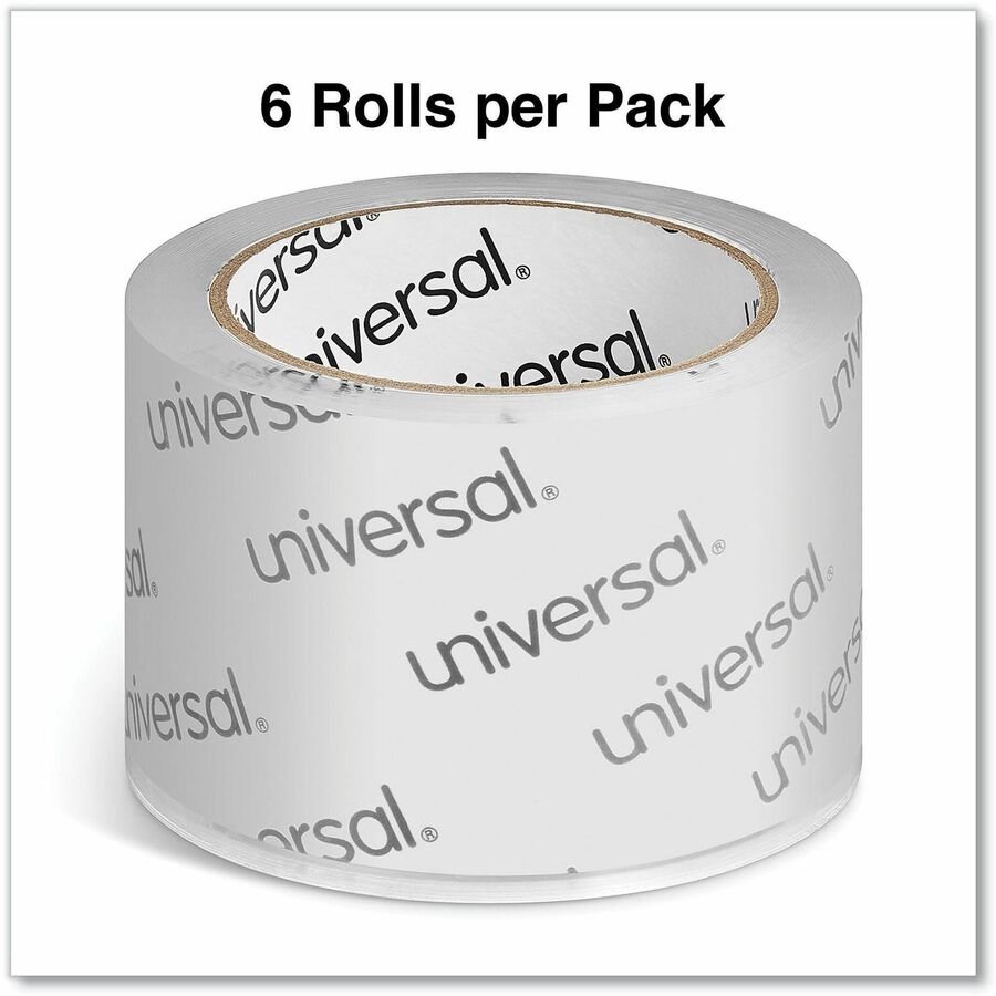 Universal Packaging Tape - 54.70 yd Length x 2.83" Width x 2.6 mil Thickness - 3" Core - Clear - Acrylic - 6 / Pack