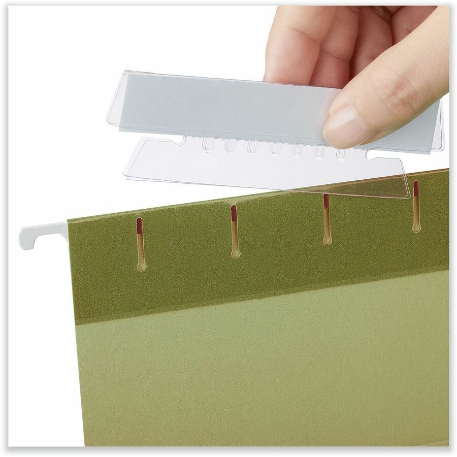 Universal Hanging File Folder Plastic Index Tabs, 1/3-Cut, Clear, 3.7" Wide, 50/Pack - Blank Tab(s) - 1/3 - 1.10" Tab Height x 3.70" Tab Width - Clear Plastic Tab(s) - Translucent, Sturdy, Durable, Moisture Resistant - 50 / Pack