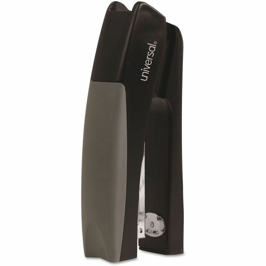 Universal Stand UP Desktop Stapler - Staples Upto 20 Sheet - Holds Upto 210 Staple - Full Strip - Staple Size: 0.25" - 4" Throat Depth - 0.50" Crown Width - Top Loading - Black, Gray - Metal, Plastic - 1 Each