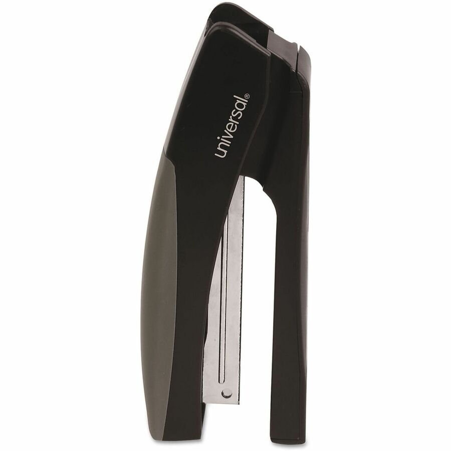 Universal Stand UP Desktop Stapler - Staples Upto 20 Sheet - Holds Upto 210 Staple - Full Strip - Staple Size: 0.25" - 4" Throat Depth - 0.50" Crown Width - Top Loading - Black, Gray - Metal, Plastic - 1 Each