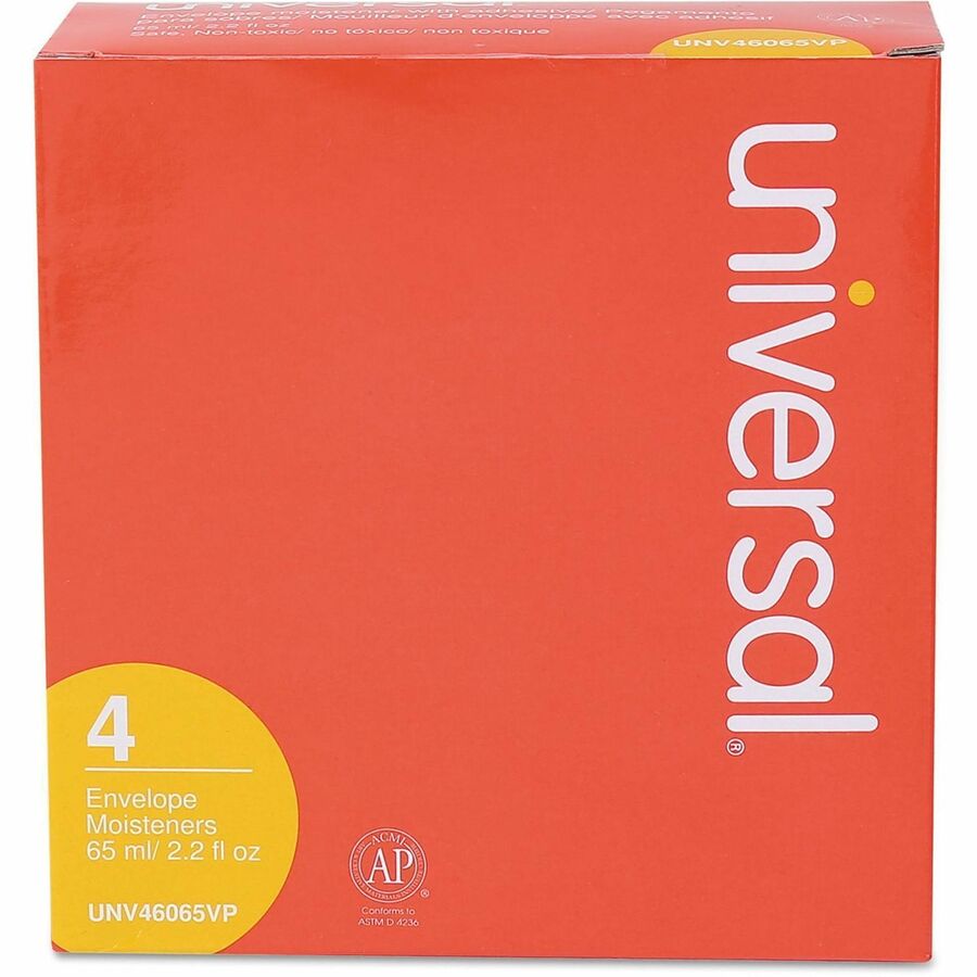 Universal Envelope Moistener - 2.20 oz - Clear - Adhesive, Clog-free, Fast-drying, Non-toxic - Polymer - 4 / Pack