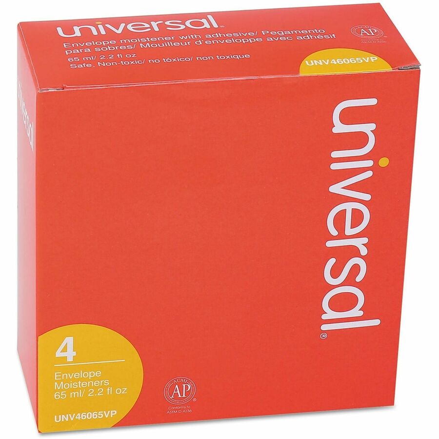 Universal Envelope Moistener - 2.20 oz - Clear - Adhesive, Clog-free, Fast-drying, Non-toxic - Polymer - 4 / Pack
