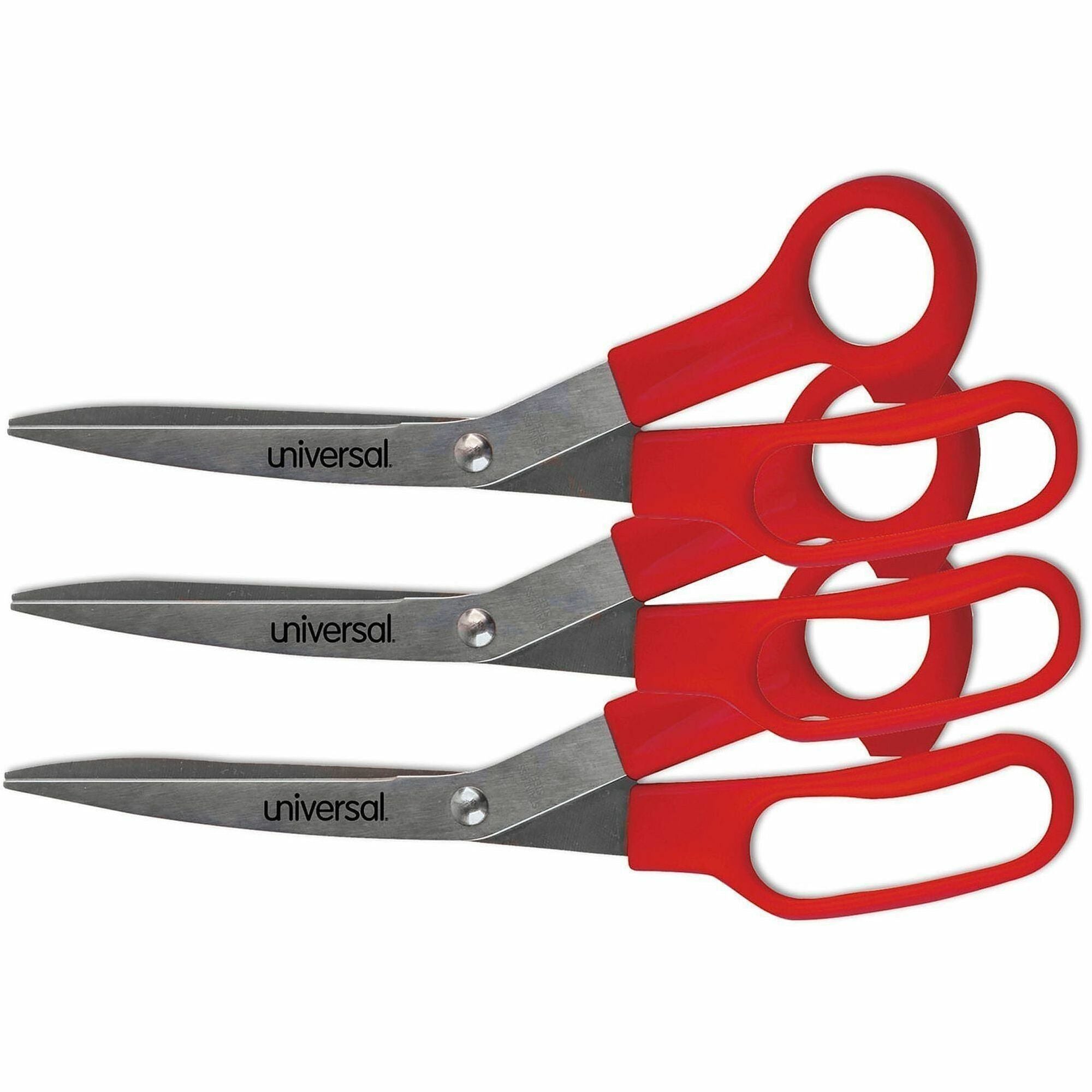 Universal Scissors - 3" Cutting Length - 7.8" Overall Length - Bent-right - Stainless Steel - Pointed Tip - 3 / Pack
