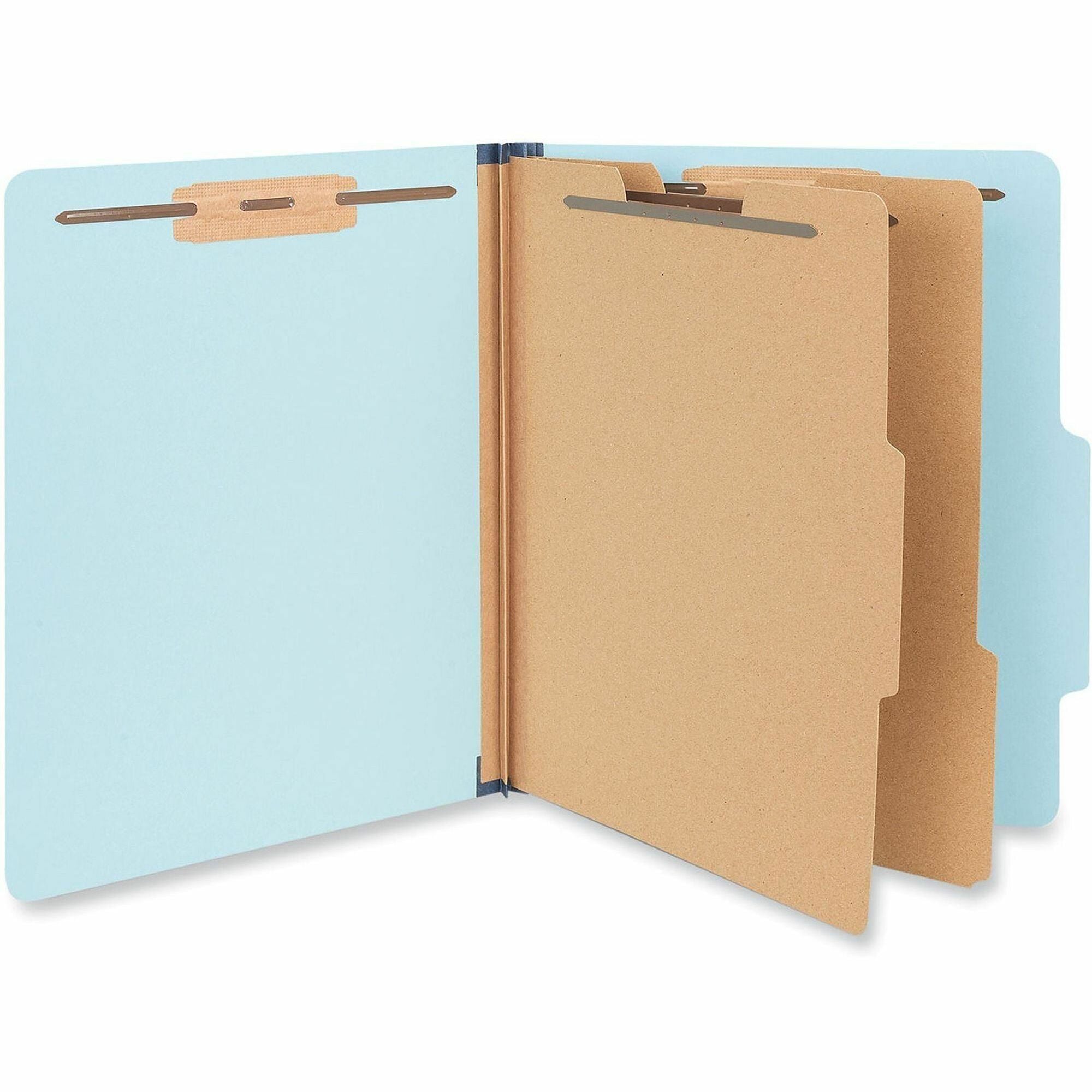 Universal 2/5 Tab Cut Letter Classification Folder - 8 1/2" x 11" - 2 1/2" Expansion - 6 Fastener(s) - 2" Fastener Capacity - Top Tab Location - Right of Center Tab Position - 2 Divider(s) - Light Blue - 20 Box