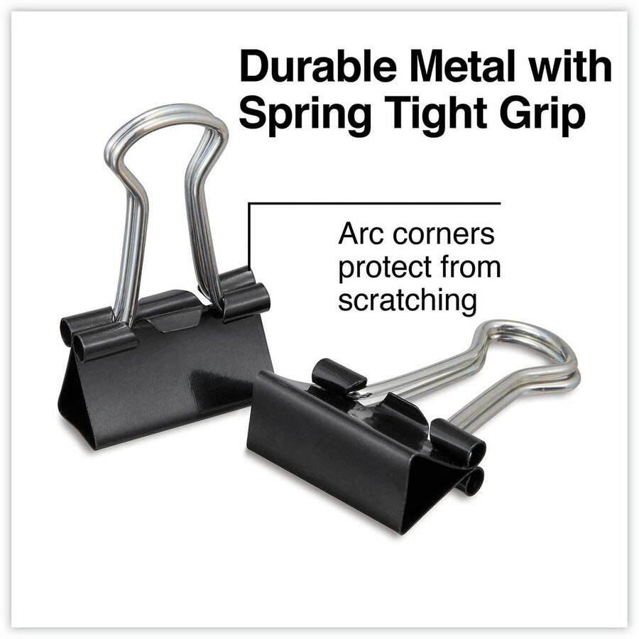 Universal Binder Clip Value Pack, Mini, Black/Silver, 36/Box - Mini - 0.6" Width - 0.25" Size Capacity - Black, Silver - Metal, Steel Wire - 36 / Pack