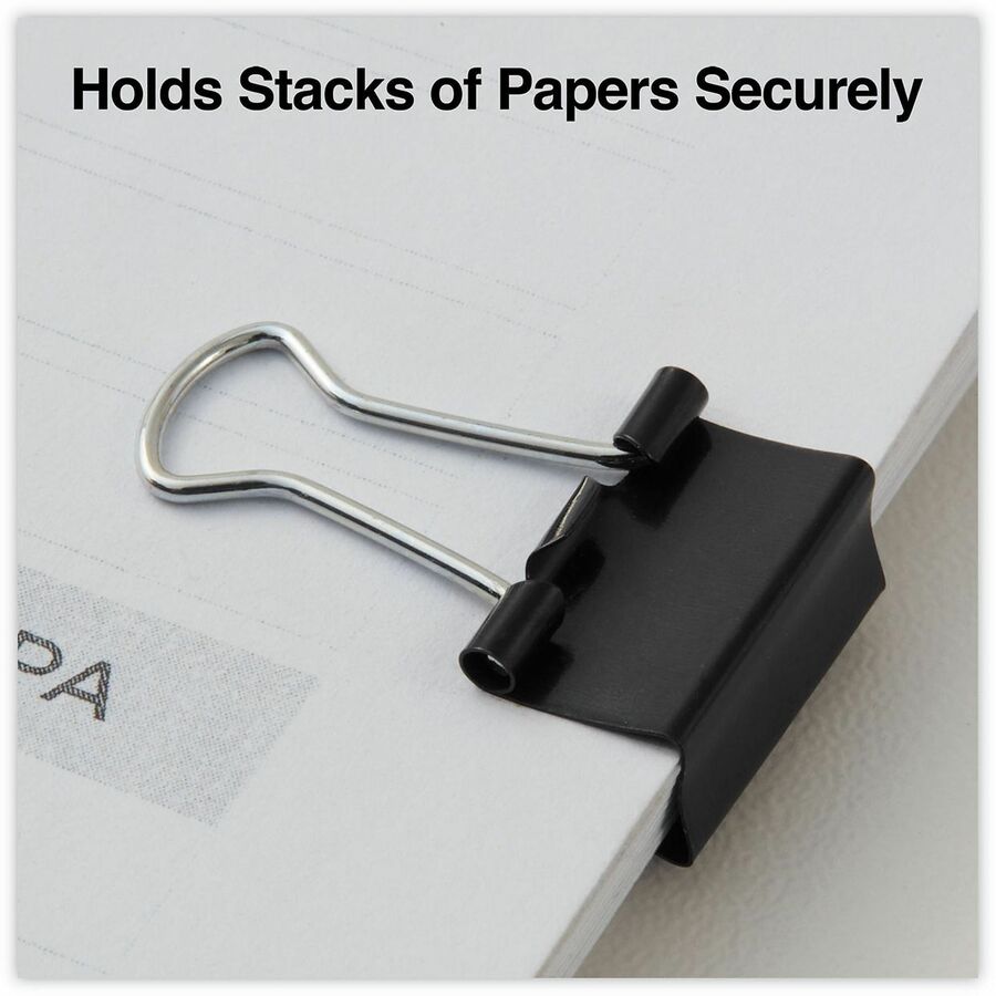 Universal Binder Clip Value Pack, Mini, Black/Silver, 36/Box - Mini - 0.6" Width - 0.25" Size Capacity - Black, Silver - Metal, Steel Wire - 36 / Pack
