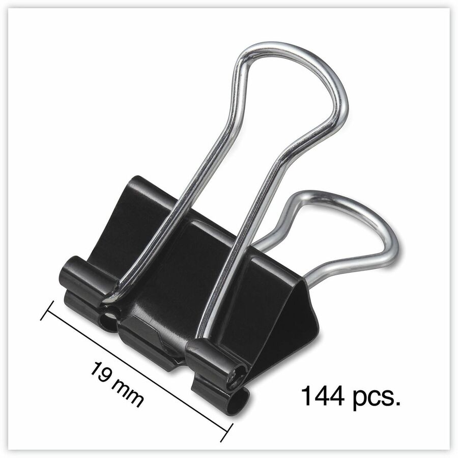 Universal Binder Clip Zip-Seal Bag Value Pack, Small, Black/Silver, 144/Pack - Small - 0.7" Width - 0.38" Size Capacity - Black, Silver - Metal, Steel Wire - 144 / Pack