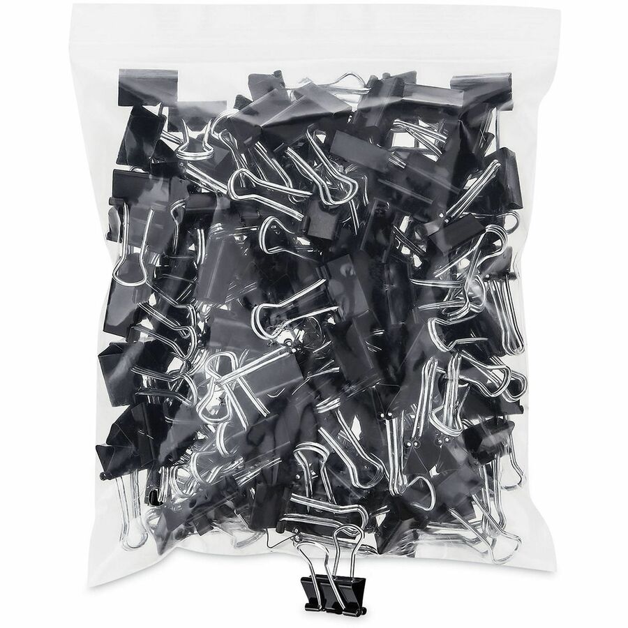 Universal Binder Clip Zip-Seal Bag Value Pack, Small, Black/Silver, 144/Pack - Small - 0.7" Width - 0.38" Size Capacity - Black, Silver - Metal, Steel Wire - 144 / Pack