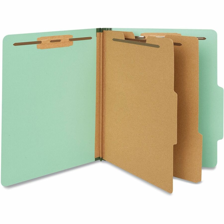 Universal 2/5 Tab Cut Letter Classification Folder - 8 1/2" x 11" - 2 1/2" Expansion - 6 Fastener(s) - 2" Fastener Capacity - Top Tab Location - Assorted Tab Position - 2 Divider(s) - Light Green - 20 Box
