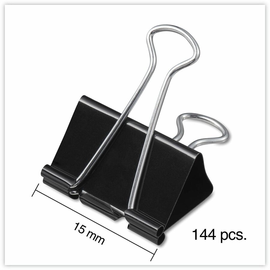 Universal Binder Clip Zip-Seal Bag Value Pack, Mini, Black/Silver, 144/Pack - Mini - 0.6" Width - 0.25" Size Capacity - Black, Silver - Metal, Steel Wire - 144 / Pack