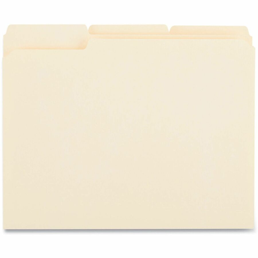 Universal 1/3 Tab Cut Letter Top Tab File Folder - 8 1/2" x 11" - 3/4" Expansion - Assorted Tab Position - 11 pt. - Manila - 50 Box