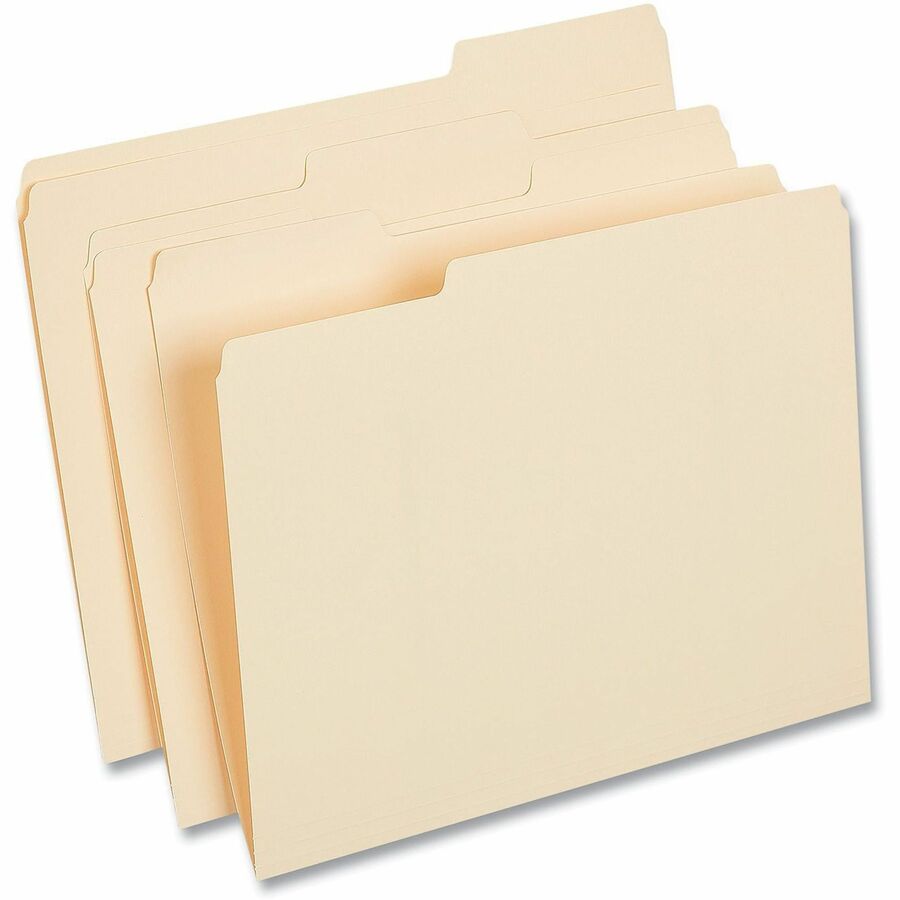 Universal 1/3 Tab Cut Letter Top Tab File Folder - 8 1/2" x 11" - 3/4" Expansion - Assorted Tab Position - 11 pt. - Manila - 50 Box