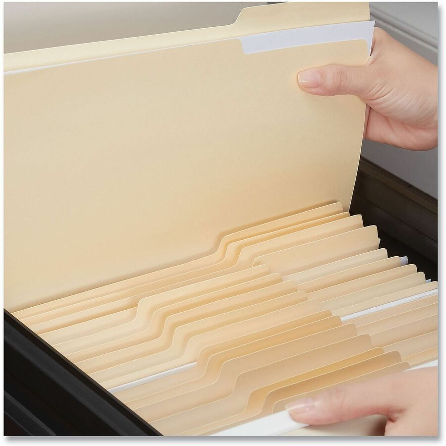 Universal 1/3 Tab Cut Letter Top Tab File Folder - 8 1/2" x 11" - 3/4" Expansion - Assorted Tab Position - 11 pt. - Manila - 50 Box